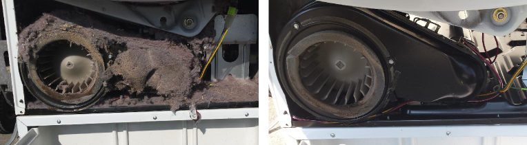 Example of before and after dryer vent cleaning